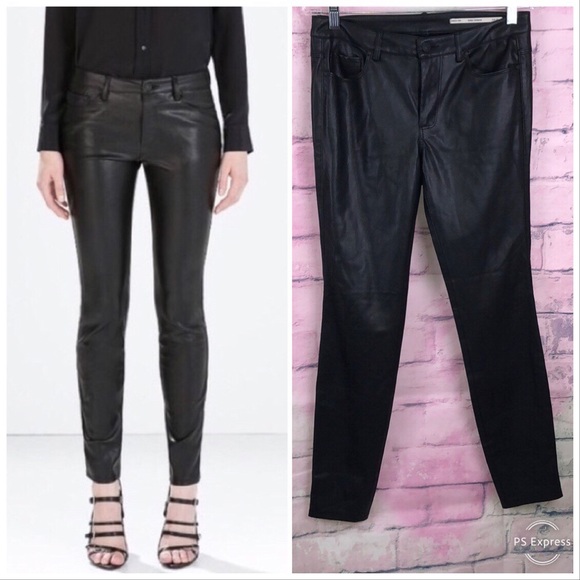 Zara Womens Faux Leather Pants Medium 
